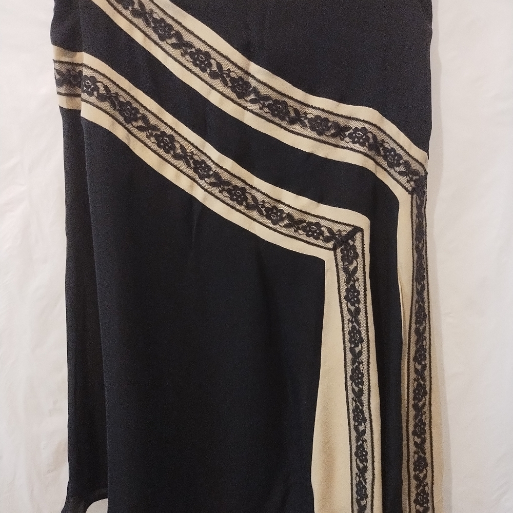 WOMEN'S ALFANI FITTED CASUAL ASYMMETRICAL LACE EMBROIDERED SILK LINED SKIRT SZ 8